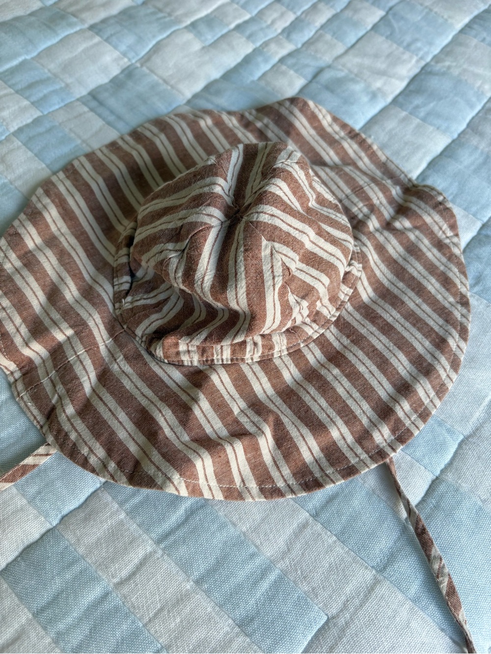 Rylee + Cru Rust and Cream Striped Kids Hat